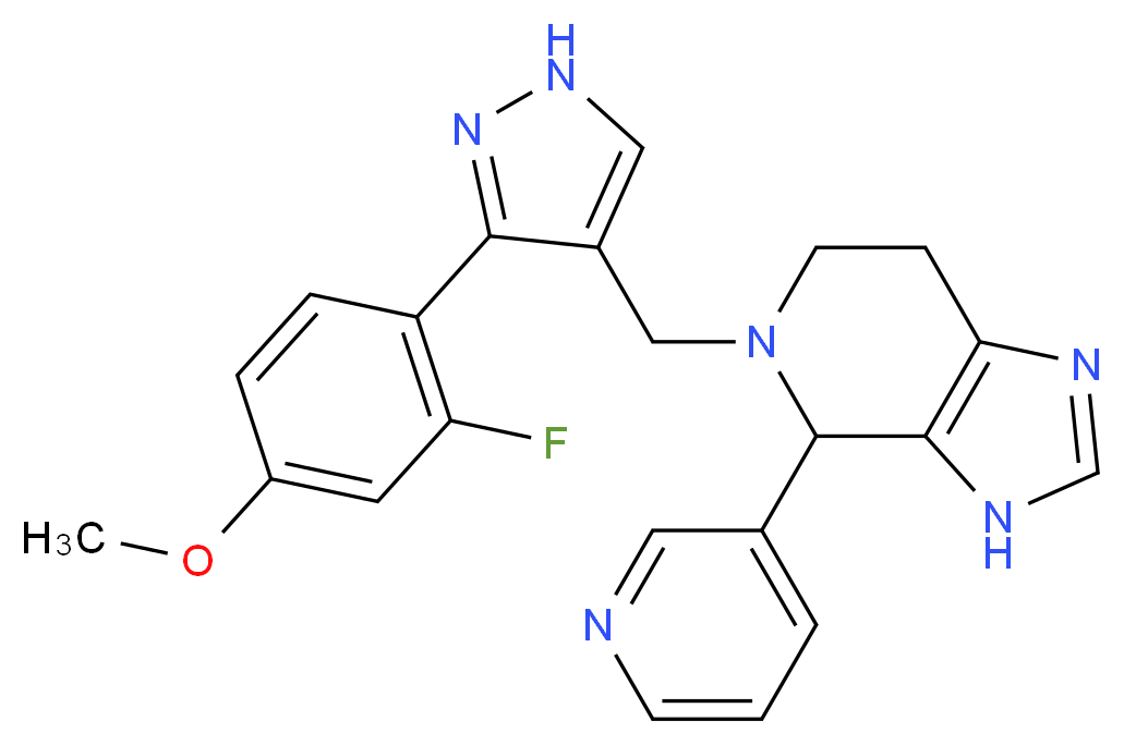 5-{[3-(2-fluoro-4-methoxyphenyl)-1H-pyrazol-4-yl]methyl}-4-(3-pyridinyl)-4,5,6,7-tetrahydro-3H-imidazo[4,5-c]pyridine_分子结构_CAS_)