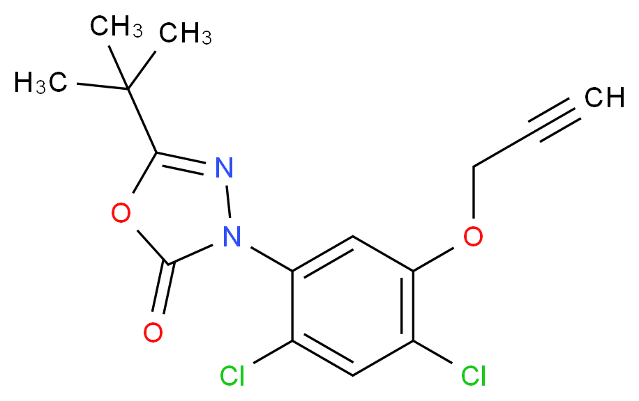 5-tert-butyl-3-[2,4-dichloro-5-(prop-2-yn-1-yloxy)phenyl]-2,3-dihydro-1,3,4-oxadiazol-2-one_分子结构_CAS_39807-15-3