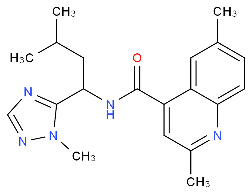 2,6-dimethyl-N-[3-methyl-1-(1-methyl-1H-1,2,4-triazol-5-yl)butyl]-4-quinolinecarboxamide_分子结构_CAS_)