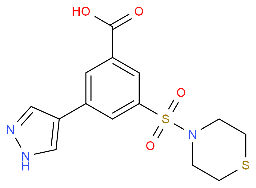 3-(1H-pyrazol-4-yl)-5-(thiomorpholin-4-ylsulfonyl)benzoic acid_分子结构_CAS_)