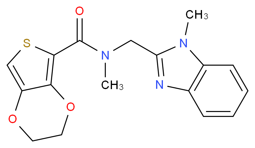 N-methyl-N-[(1-methyl-1H-benzimidazol-2-yl)methyl]-2,3-dihydrothieno[3,4-b][1,4]dioxine-5-carboxamide_分子结构_CAS_)