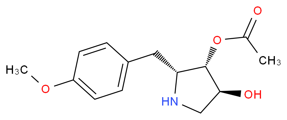 (2R,3S,4S)-4-hydroxy-2-[(4-methoxyphenyl)methyl]pyrrolidin-3-yl acetate_分子结构_CAS_22862-76-6