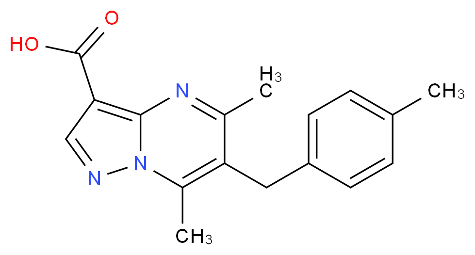 5,7-Dimethyl-6-(4-methylbenzyl)pyrazolo-[1,5-a]pyrimidine-3-carboxylic acid_分子结构_CAS_)