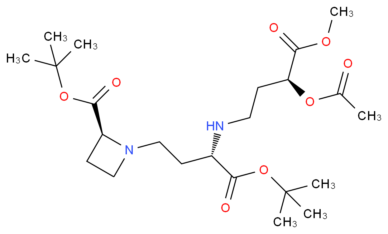 (2S,3S,3''S)-N-[3-(3-acetoxy-3-methoxycarbonylpropanamino)-3-tert-butoxycarbonylpropanyl]azetidine-2-carboxylic Acid tert-Butyl Ester_分子结构_CAS_344299-89-4)