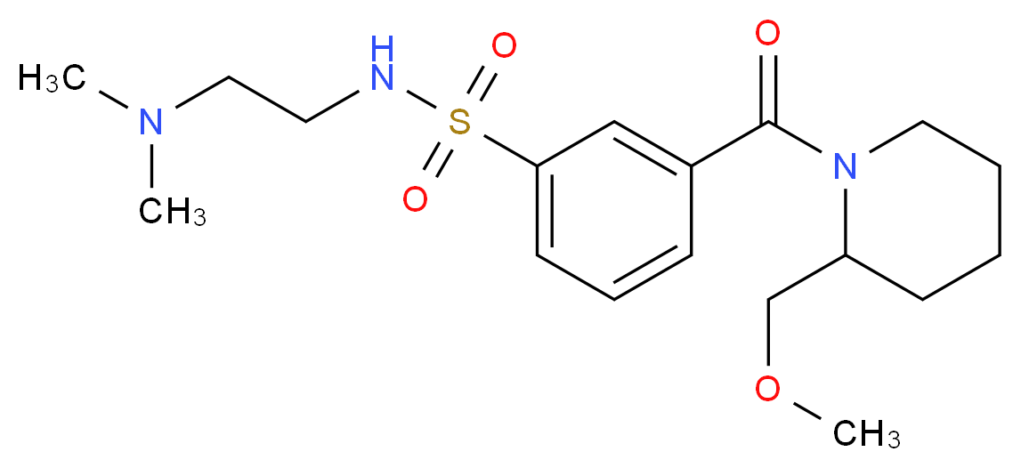 N-[2-(dimethylamino)ethyl]-3-{[2-(methoxymethyl)piperidin-1-yl]carbonyl}benzenesulfonamide_分子结构_CAS_)
