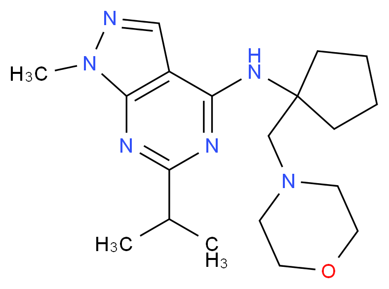 6-isopropyl-1-methyl-N-[1-(4-morpholinylmethyl)cyclopentyl]-1H-pyrazolo[3,4-d]pyrimidin-4-amine_分子结构_CAS_)
