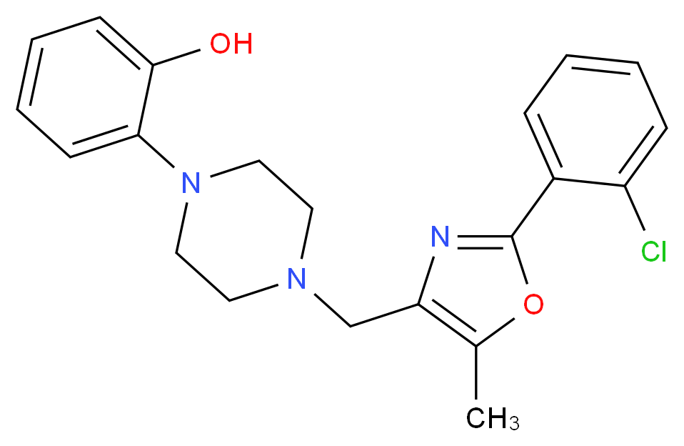 2-(4-{[2-(2-chlorophenyl)-5-methyl-1,3-oxazol-4-yl]methyl}piperazin-1-yl)phenol_分子结构_CAS_)