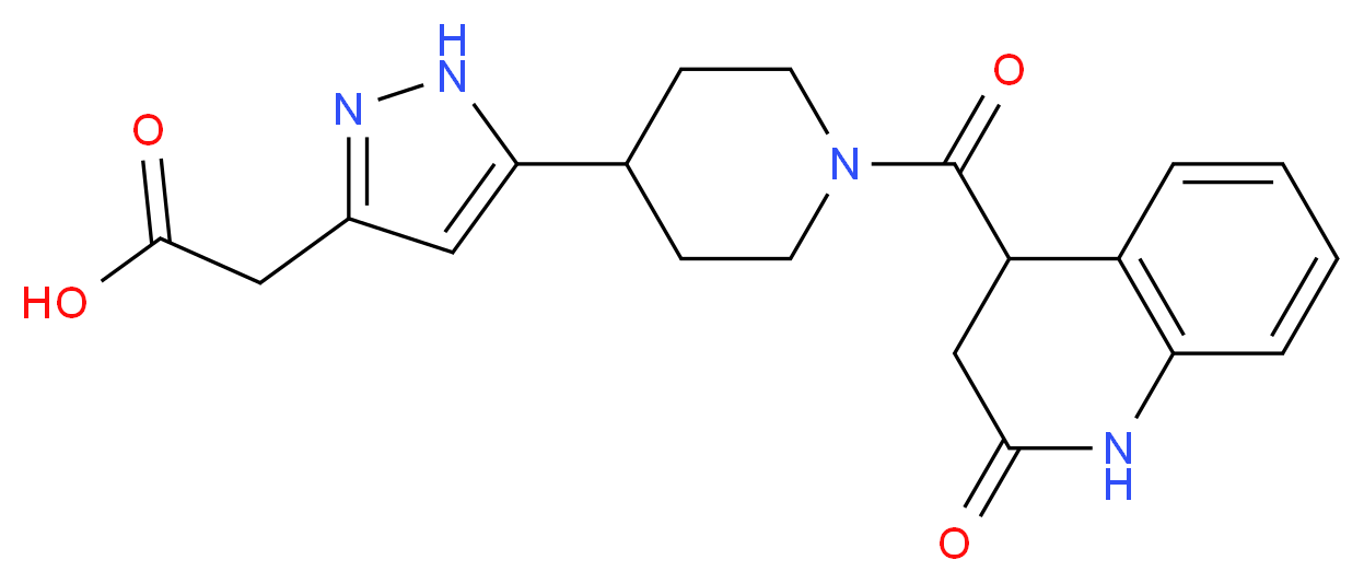 (5-{1-[(2-oxo-1,2,3,4-tetrahydroquinolin-4-yl)carbonyl]piperidin-4-yl}-1H-pyrazol-3-yl)acetic acid_分子结构_CAS_)