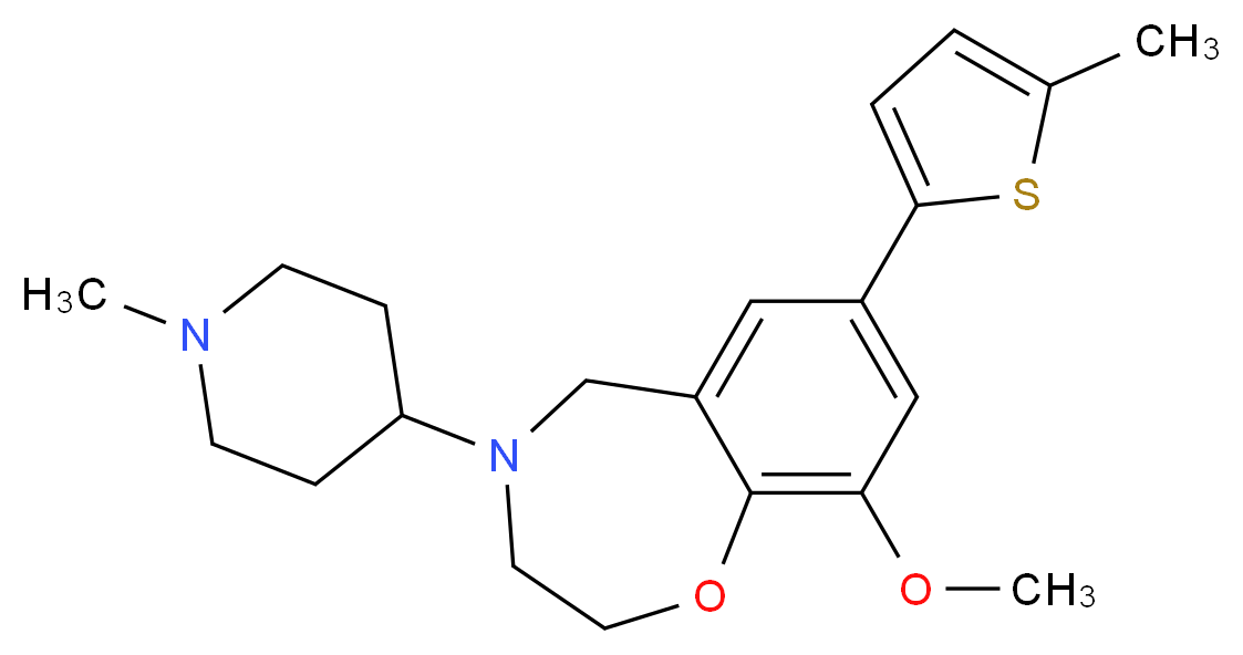 9-methoxy-4-(1-methylpiperidin-4-yl)-7-(5-methyl-2-thienyl)-2,3,4,5-tetrahydro-1,4-benzoxazepine_分子结构_CAS_)