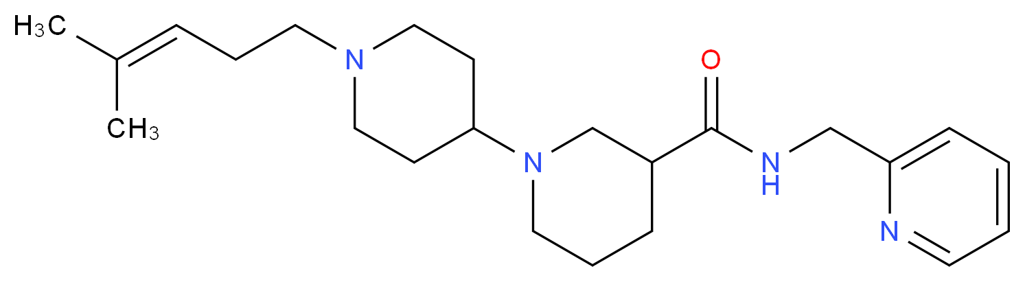 1'-(4-methylpent-3-en-1-yl)-N-(pyridin-2-ylmethyl)-1,4'-bipiperidine-3-carboxamide_分子结构_CAS_)