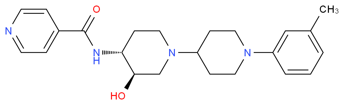 N-[(3R*,4R*)-3-hydroxy-1'-(3-methylphenyl)-1,4'-bipiperidin-4-yl]isonicotinamide_分子结构_CAS_)