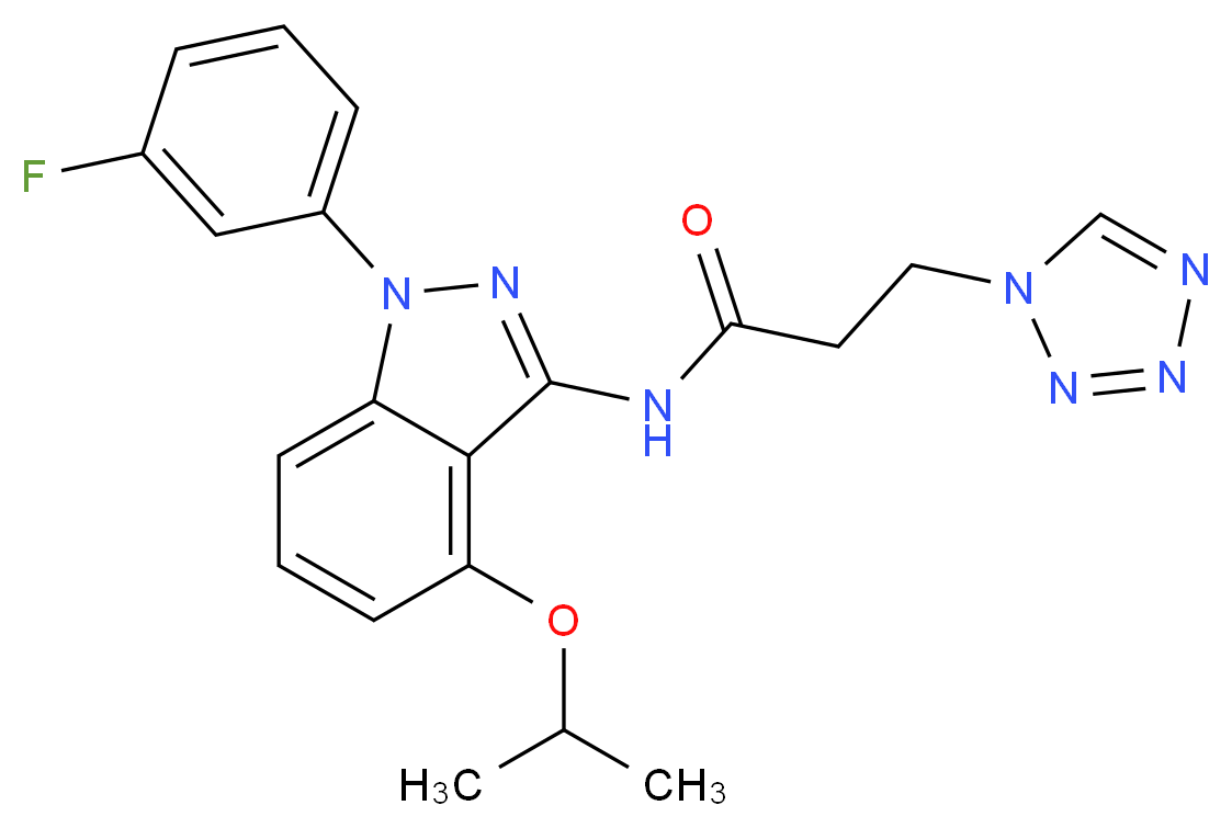 N-[1-(3-fluorophenyl)-4-isopropoxy-1H-indazol-3-yl]-3-(1H-tetrazol-1-yl)propanamide_分子结构_CAS_)