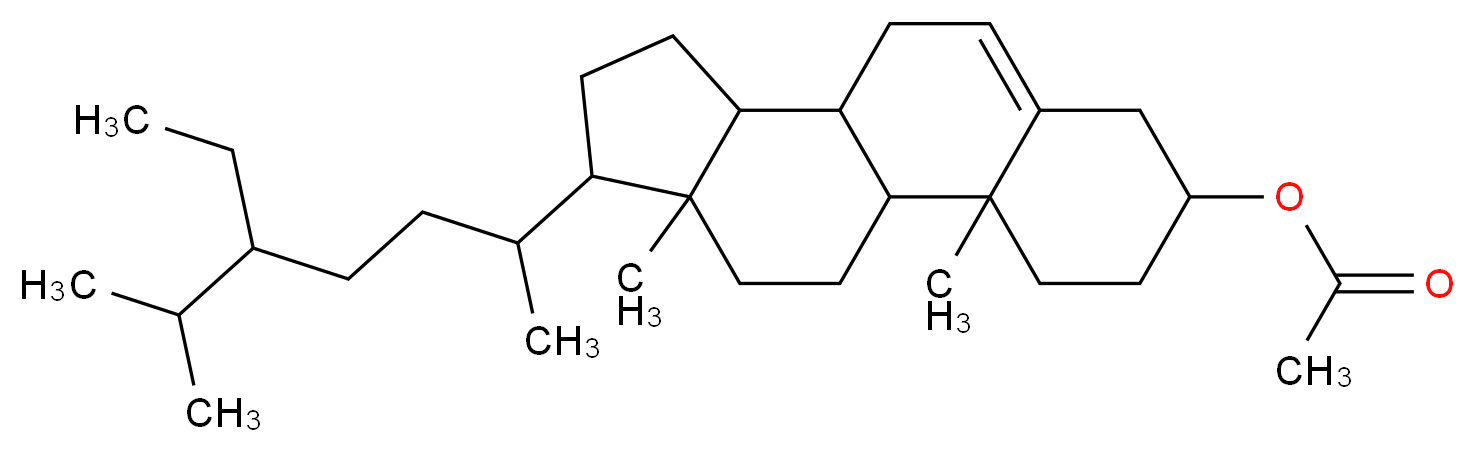 14-(5-ethyl-6-methylheptan-2-yl)-2,15-dimethyltetracyclo[8.7.0.0^{2,7}.0^{11,15}]heptadec-7-en-5-yl acetate_分子结构_CAS_915-05-9