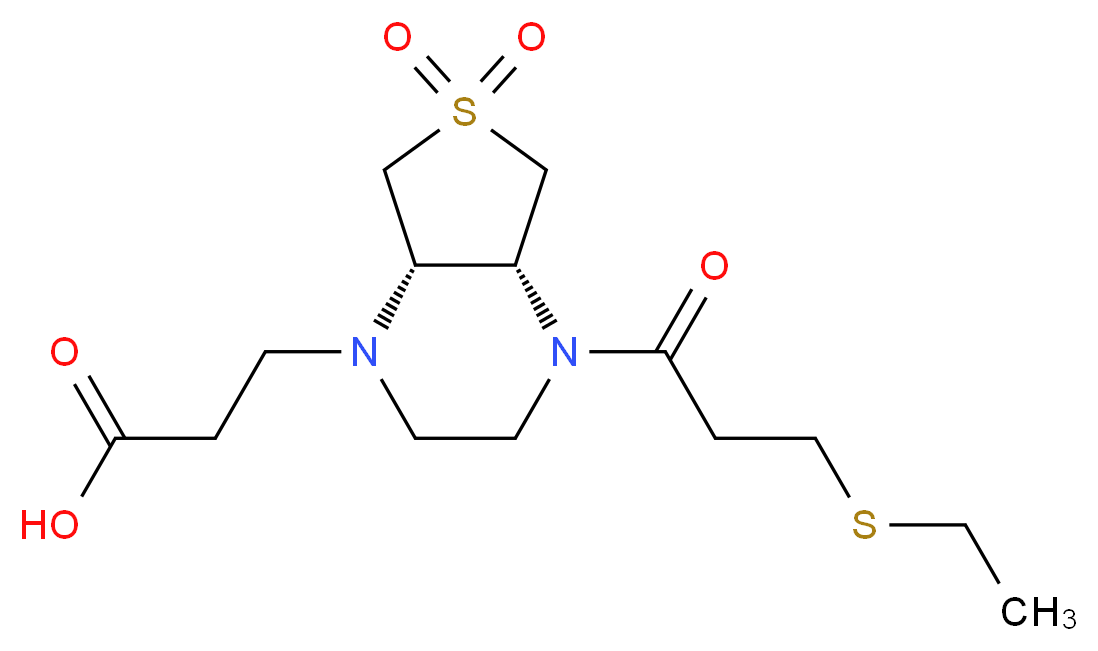 3-[(4aR*,7aS*)-4-[3-(ethylthio)propanoyl]-6,6-dioxidohexahydrothieno[3,4-b]pyrazin-1(2H)-yl]propanoic acid_分子结构_CAS_)
