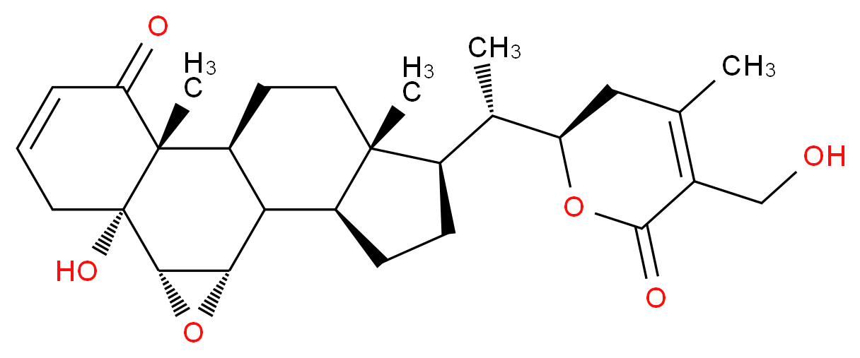 (1S,2S,4S,5R,10R,11S,14R,15R,18S)-5-hydroxy-15-[(1S)-1-[(2R)-5-(hydroxymethyl)-4-methyl-6-oxo-3,6-dihydro-2H-pyran-2-yl]ethyl]-10,14-dimethyl-3-oxapentacyclo[9.7.0.0<sup>2</sup>,<sup>4</sup>.0<sup>5</sup>,<sup>1</sup><sup>0</sup>.0<sup>1</sup><sup>4</sup>,<sup>1</sup><sup>8</sup>]octadec-7-en-9-one_分子结构_CAS_60124-17-6