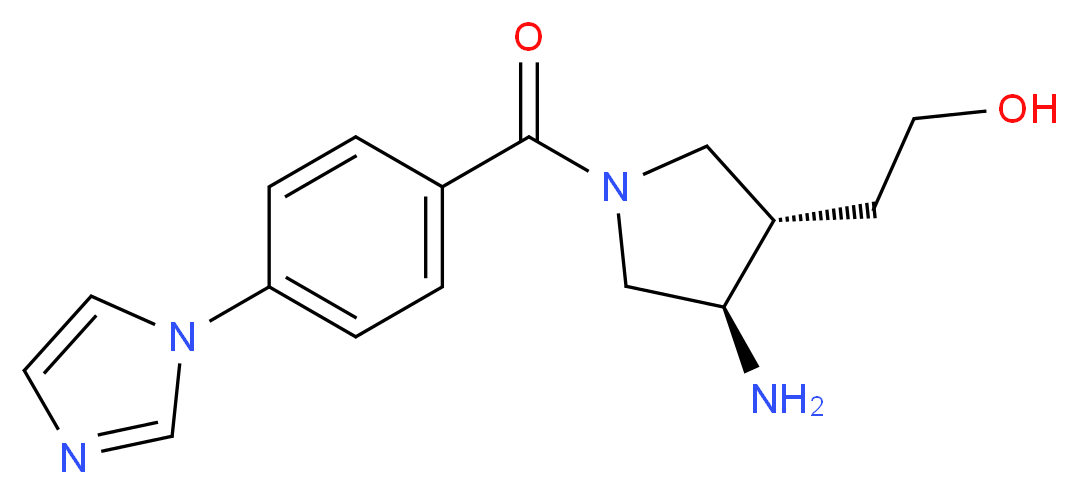 2-{(3S*,4R*)-4-amino-1-[4-(1H-imidazol-1-yl)benzoyl]pyrrolidin-3-yl}ethanol_分子结构_CAS_)
