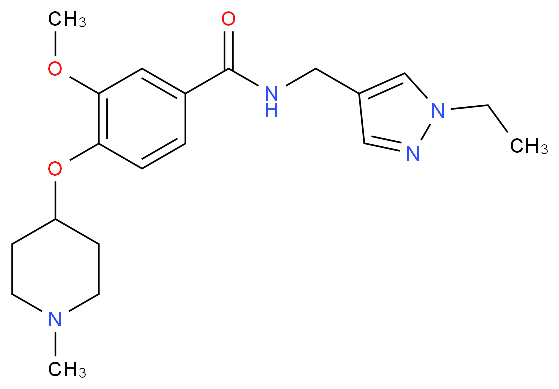 N-[(1-ethyl-1H-pyrazol-4-yl)methyl]-3-methoxy-4-[(1-methyl-4-piperidinyl)oxy]benzamide_分子结构_CAS_)