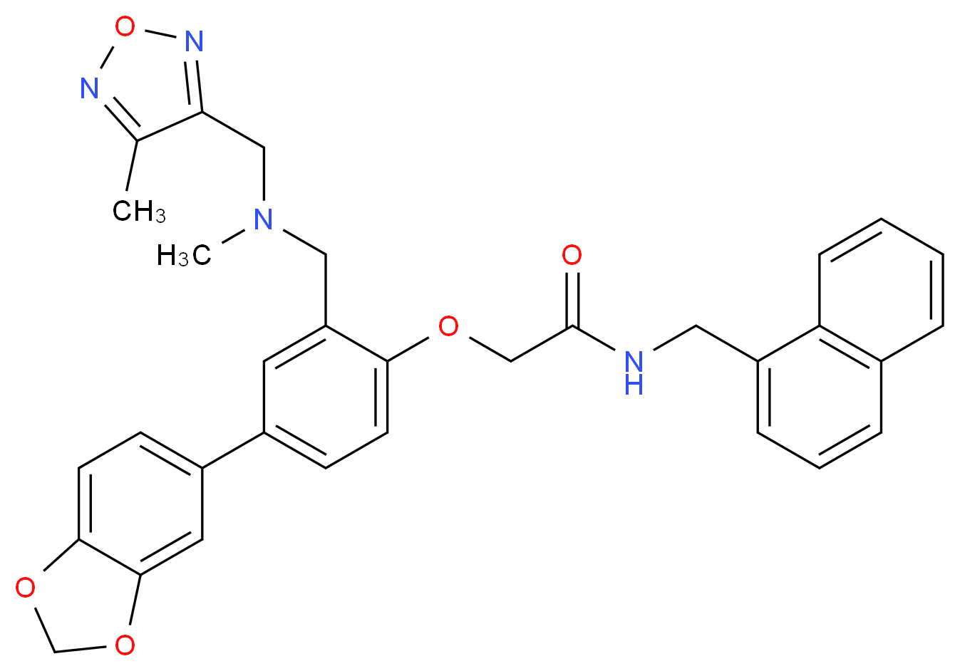 2-[4-(1,3-benzodioxol-5-yl)-2-({methyl[(4-methyl-1,2,5-oxadiazol-3-yl)methyl]amino}methyl)phenoxy]-N-(1-naphthylmethyl)acetamide_分子结构_CAS_)