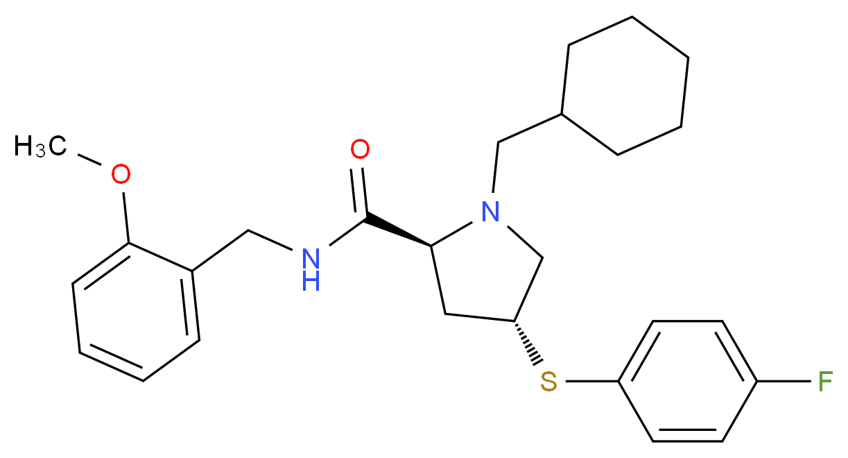 (4R)-1-(cyclohexylmethyl)-4-[(4-fluorophenyl)thio]-N-(2-methoxybenzyl)-L-prolinamide_分子结构_CAS_)