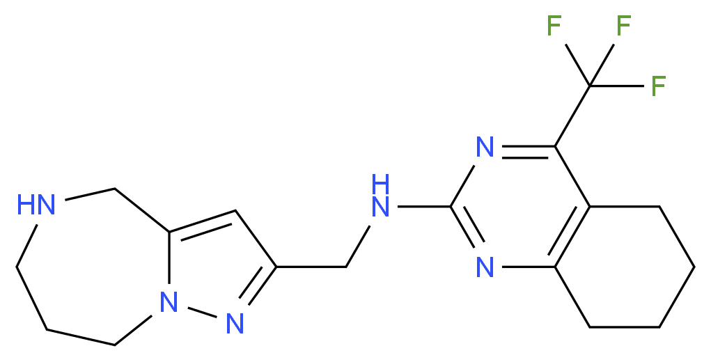 N-(5,6,7,8-tetrahydro-4H-pyrazolo[1,5-a][1,4]diazepin-2-ylmethyl)-4-(trifluoromethyl)-5,6,7,8-tetrahydroquinazolin-2-amine_分子结构_CAS_)