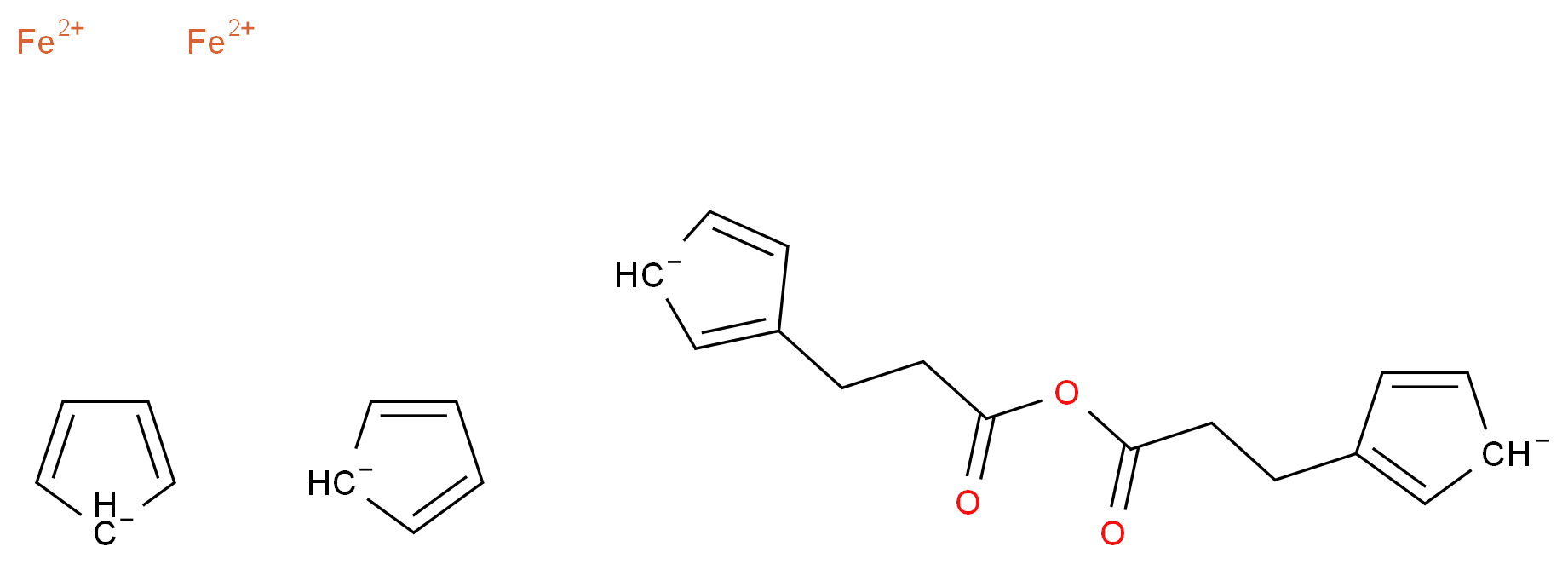 bis(λ<sup>2</sup>-iron(2+) ion) 3-(3-{[3-(cyclopenta-1,4-dien-3-id-1-yl)propanoyl]oxy}-3-oxopropyl)cyclopenta-2,4-dien-1-ide bis(cyclopenta-2,4-dien-1-ide)_分子结构_CAS_132098-76-1