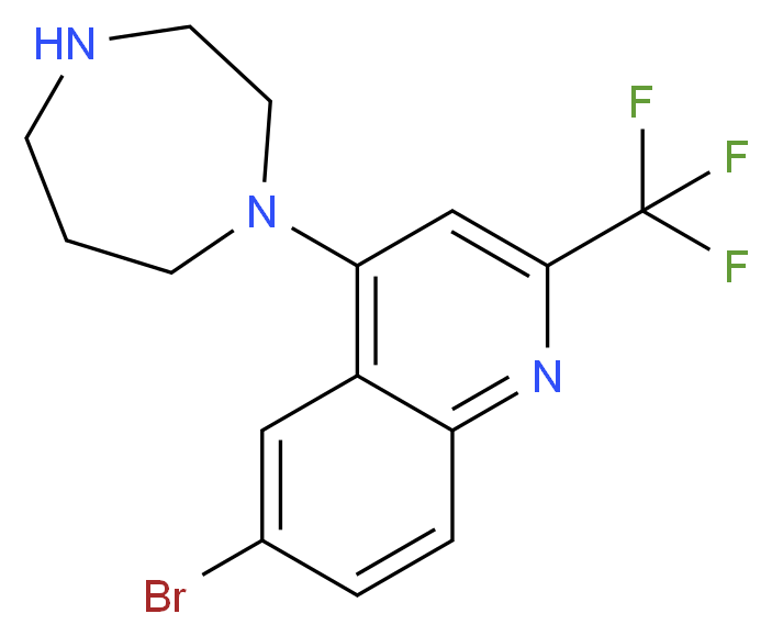 1-[6-Bromo-2-(trifluoromethyl)quinol-4-yl]homopiperazine 97%_分子结构_CAS_)