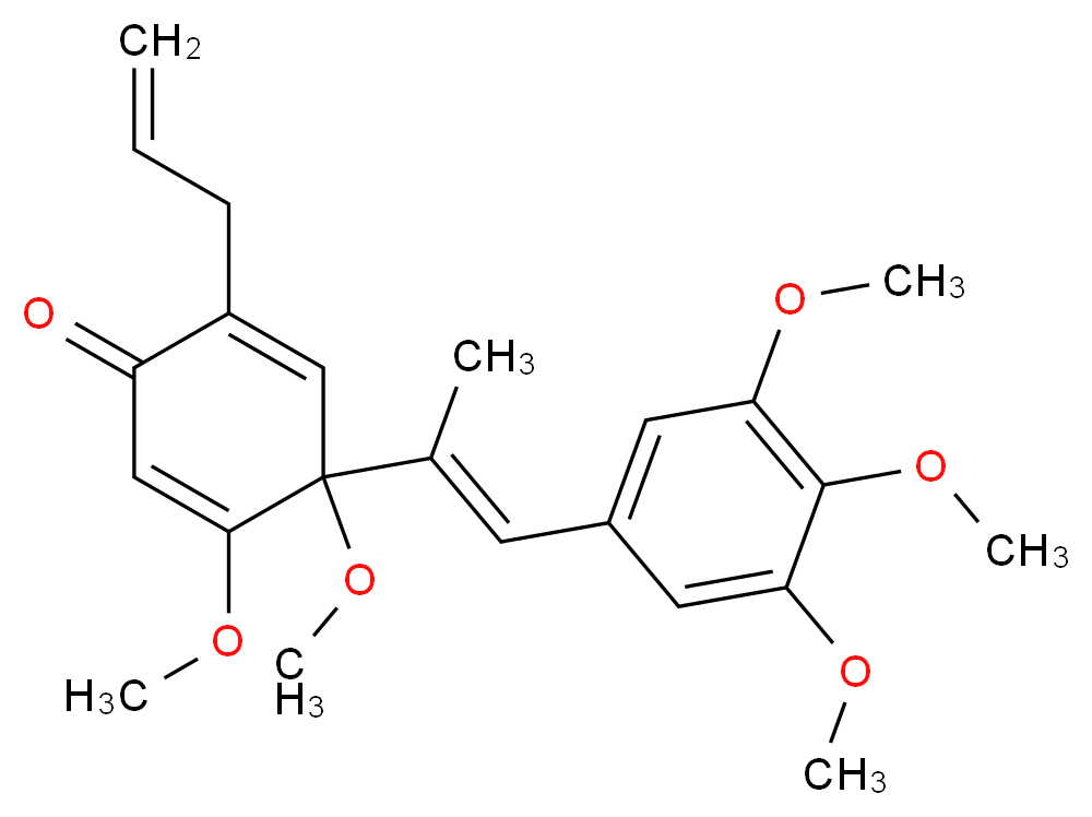 4,5-dimethoxy-2-(prop-2-en-1-yl)-4-[(1E)-1-(3,4,5-trimethoxyphenyl)prop-1-en-2-yl]cyclohexa-2,5-dien-1-one_分子结构_CAS_111843-10-8