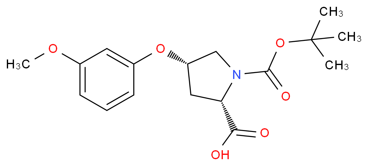 (2S,4S)-1-(tert-Butoxycarbonyl)-4-(3-methoxy-phenoxy)-2-pyrrolidinecarboxylic acid_分子结构_CAS_)