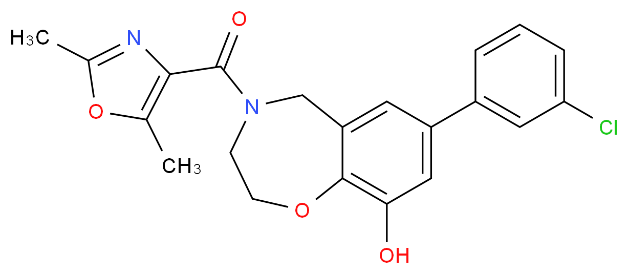 7-(3-chlorophenyl)-4-[(2,5-dimethyl-1,3-oxazol-4-yl)carbonyl]-2,3,4,5-tetrahydro-1,4-benzoxazepin-9-ol_分子结构_CAS_)