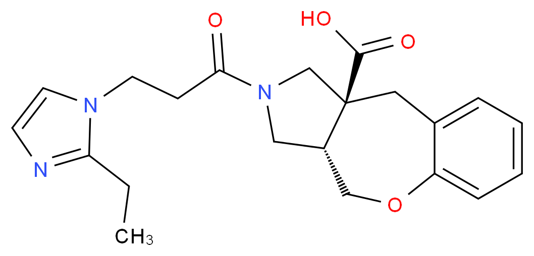 (3aS*,10aS*)-2-[3-(2-ethyl-1H-imidazol-1-yl)propanoyl]-2,3,3a,4-tetrahydro-1H-[1]benzoxepino[3,4-c]pyrrole-10a(10H)-carboxylic acid_分子结构_CAS_)