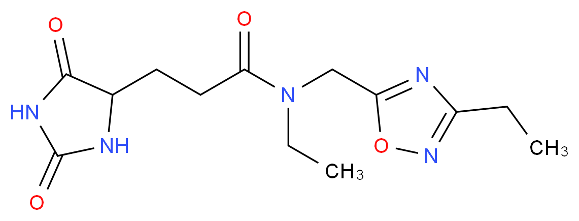 3-(2,5-dioxo-4-imidazolidinyl)-N-ethyl-N-[(3-ethyl-1,2,4-oxadiazol-5-yl)methyl]propanamide_分子结构_CAS_)