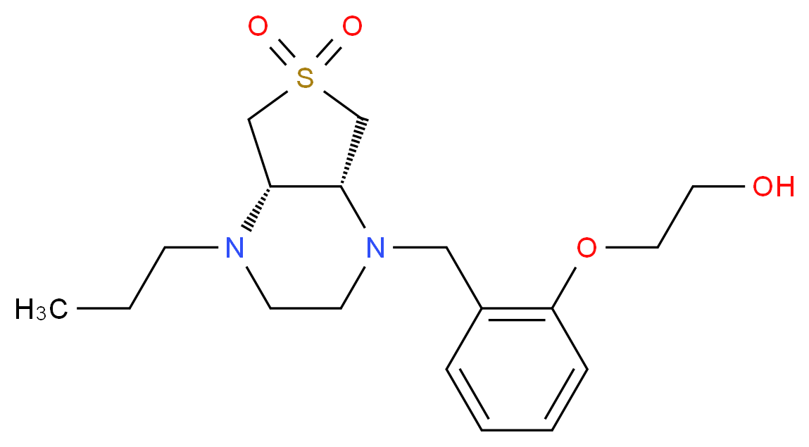 2-(2-{[(4aS*,7aR*)-6,6-dioxido-4-propylhexahydrothieno[3,4-b]pyrazin-1(2H)-yl]methyl}phenoxy)ethanol_分子结构_CAS_)