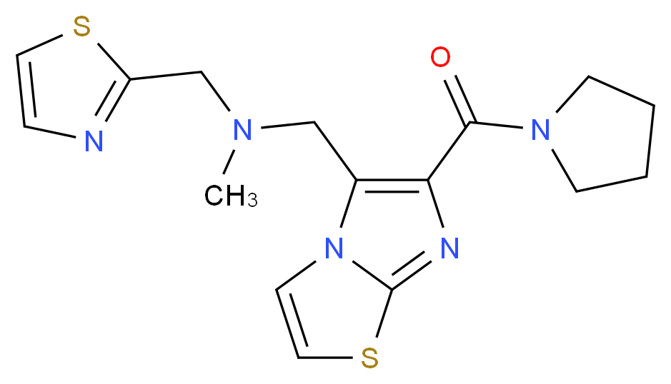 N-methyl-1-[6-(pyrrolidin-1-ylcarbonyl)imidazo[2,1-b][1,3]thiazol-5-yl]-N-(1,3-thiazol-2-ylmethyl)methanamine_分子结构_CAS_)