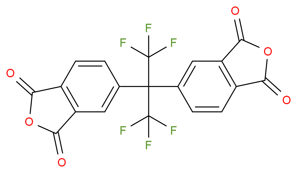 5-[2-(1,3-dioxo-1,3-dihydro-2-benzofuran-5-yl)-1,1,1,3,3,3-hexafluoropropan-2-yl]-1,3-dihydro-2-benzofuran-1,3-dione_分子结构_CAS_1107-00-2