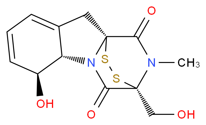 (1R,7S,8S,11R)-7-hydroxy-11-(hydroxymethyl)-15-methyl-12,13-dithia-9,15-diazatetracyclo[9.2.2.0<sup>1</sup>,<sup>9</sup>.0<sup>3</sup>,<sup>8</sup>]pentadeca-3,5-diene-10,14-dione_分子结构_CAS_67-99-2