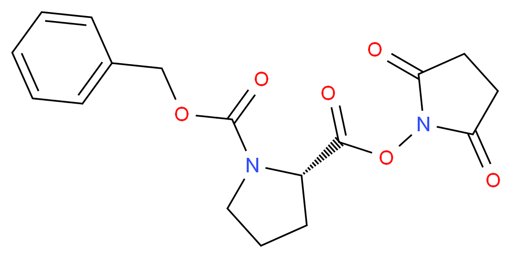 1-benzyl 2-(2,5-dioxopyrrolidin-1-yl) (2S)-pyrrolidine-1,2-dicarboxylate_分子结构_CAS_3397-33-9