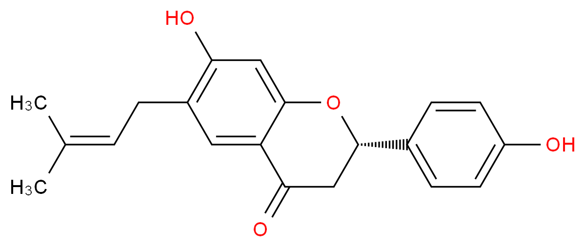 (2S)-7-hydroxy-2-(4-hydroxyphenyl)-6-(3-methylbut-2-en-1-yl)-3,4-dihydro-2H-1-benzopyran-4-one_分子结构_CAS_19879-32-4