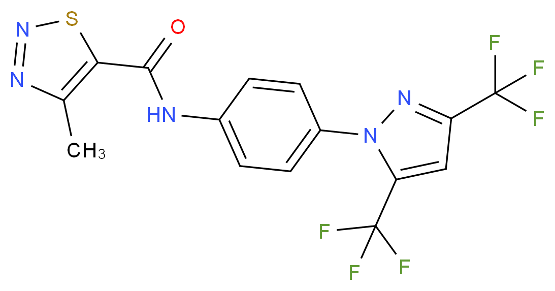 N-{4-[3,5-bis(trifluoromethyl)-1H-pyrazol-1-yl]phenyl}-4-methyl-1,2,3-thiadiazole-5-carboxamide_分子结构_CAS_223499-30-7