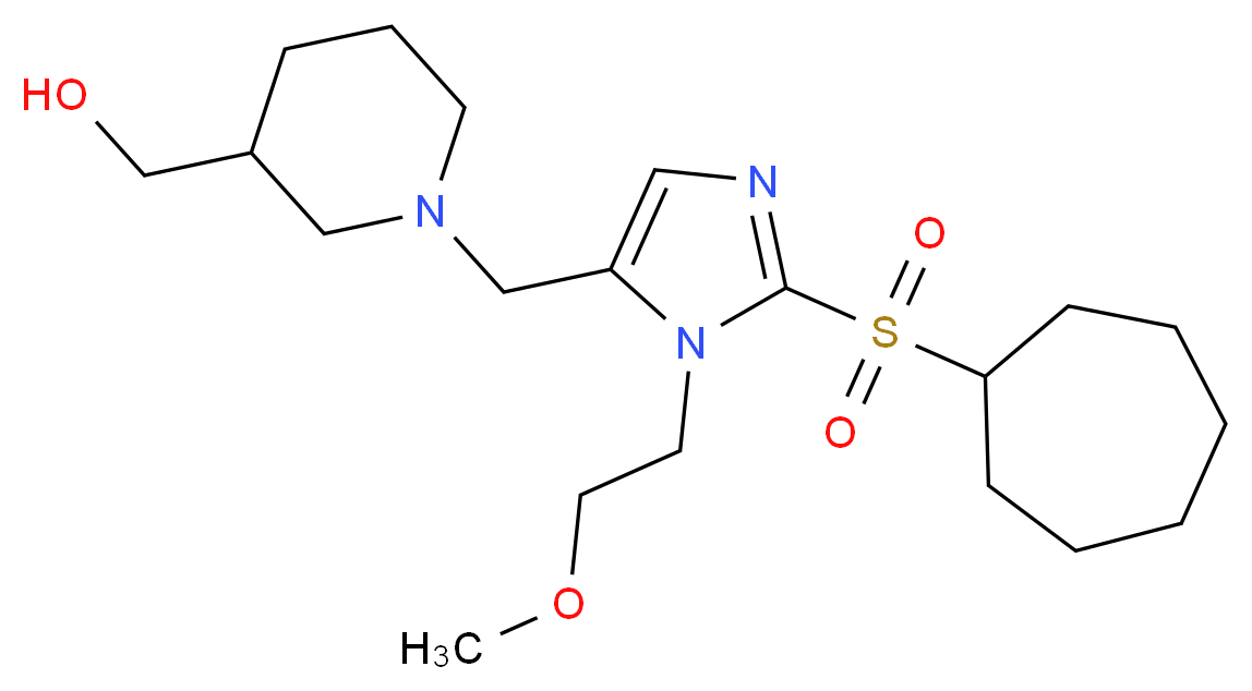 (1-{[2-(cycloheptylsulfonyl)-1-(2-methoxyethyl)-1H-imidazol-5-yl]methyl}-3-piperidinyl)methanol_分子结构_CAS_)