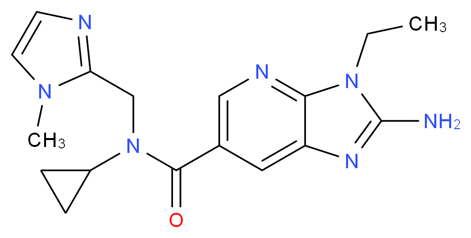 2-amino-N-cyclopropyl-3-ethyl-N-[(1-methyl-1H-imidazol-2-yl)methyl]-3H-imidazo[4,5-b]pyridine-6-carboxamide_分子结构_CAS_)