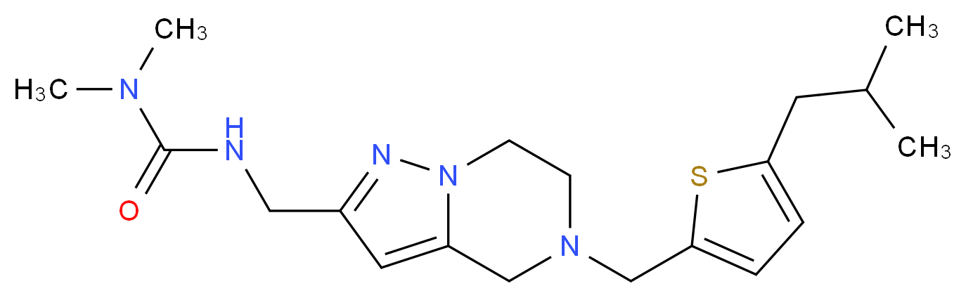 N'-({5-[(5-isobutyl-2-thienyl)methyl]-4,5,6,7-tetrahydropyrazolo[1,5-a]pyrazin-2-yl}methyl)-N,N-dimethylurea_分子结构_CAS_)