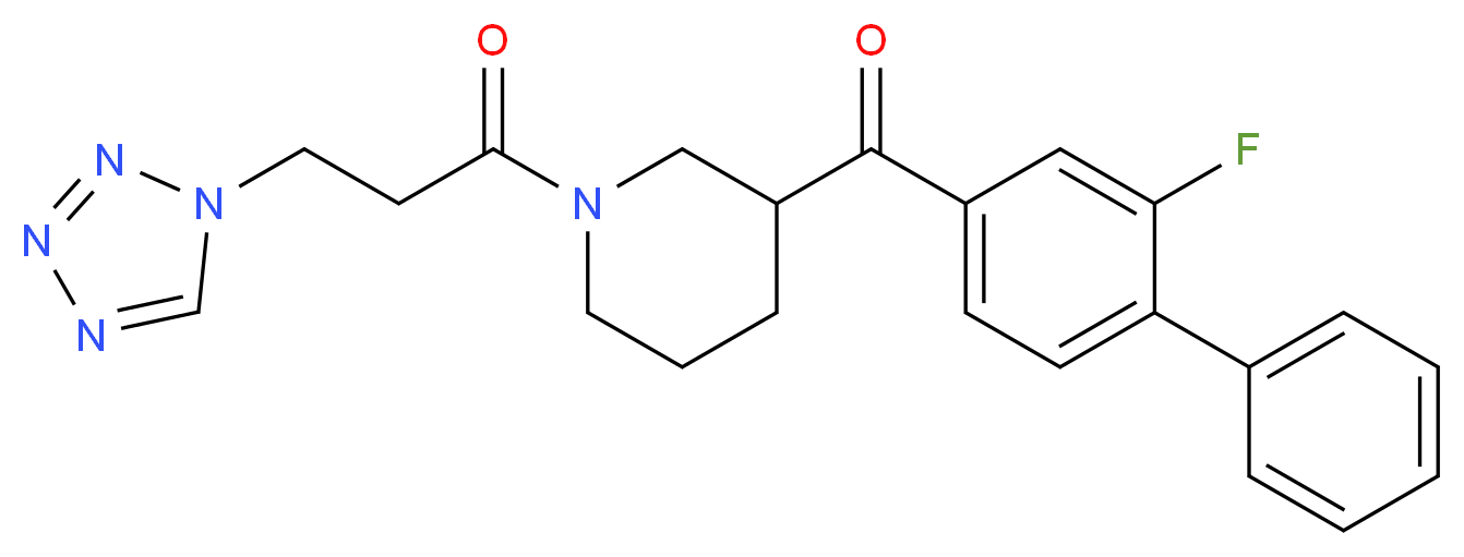 (2-fluoro-4-biphenylyl){1-[3-(1H-tetrazol-1-yl)propanoyl]-3-piperidinyl}methanone_分子结构_CAS_)