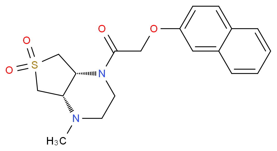 (4aR*,7aS*)-1-methyl-4-[(2-naphthyloxy)acetyl]octahydrothieno[3,4-b]pyrazine 6,6-dioxide_分子结构_CAS_)