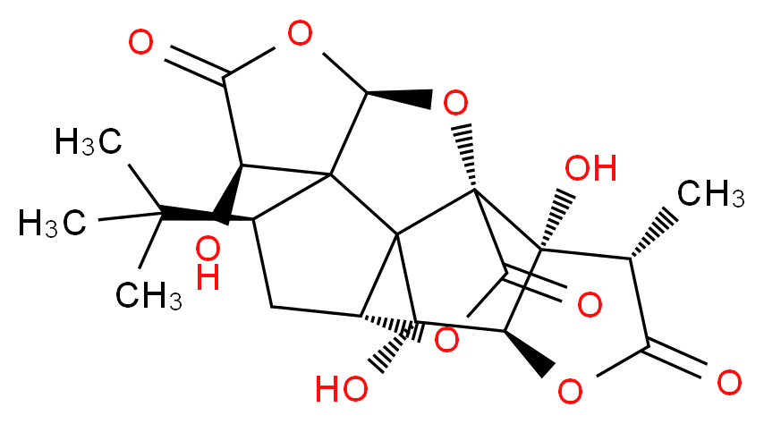 (1R,3R,6R,7S,8S,10R,11R,12R,13S,16S,17R)-8-tert-butyl-6,12,17-trihydroxy-16-methyl-2,4,14,19-tetraoxahexacyclo[8.7.2.0^{1,11}.0^{3,7}.0^{7,11}.0^{13,17}]nonadecane-5,15,18-trione_分子结构_CAS_15291-77-7