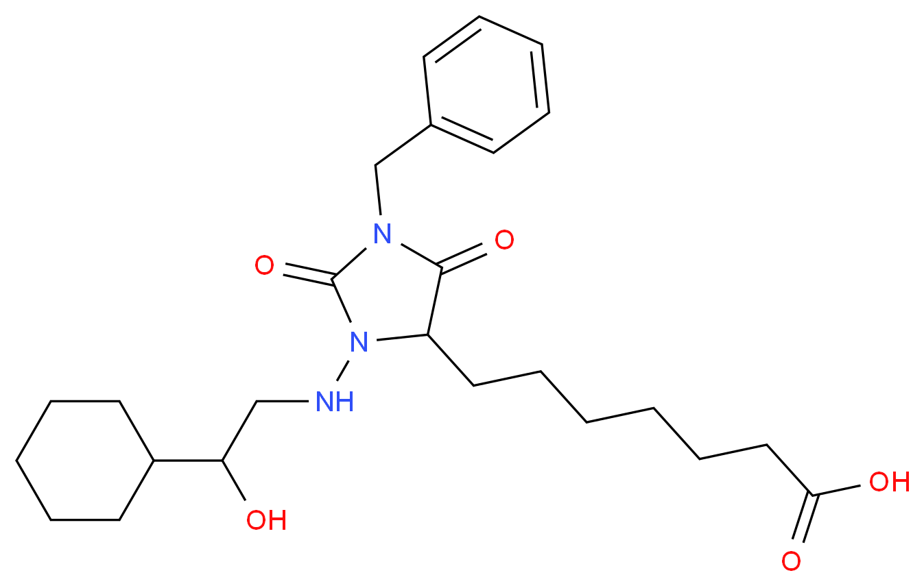 7-{1-benzyl-3-[(2-cyclohexyl-2-hydroxyethyl)amino]-2,5-dioxoimidazolidin-4-yl}heptanoic acid_分子结构_CAS_118675-50-6