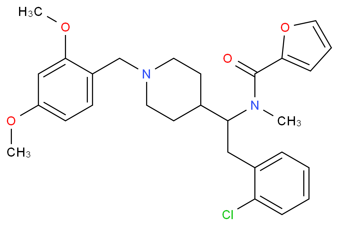 N-{2-(2-chlorophenyl)-1-[1-(2,4-dimethoxybenzyl)-4-piperidinyl]ethyl}-N-methyl-2-furamide_分子结构_CAS_)