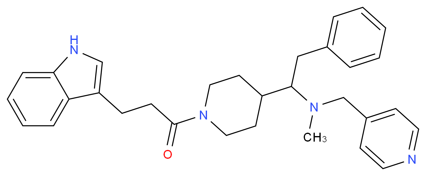 (1-{1-[3-(1H-indol-3-yl)propanoyl]-4-piperidinyl}-2-phenylethyl)methyl(4-pyridinylmethyl)amine_分子结构_CAS_)