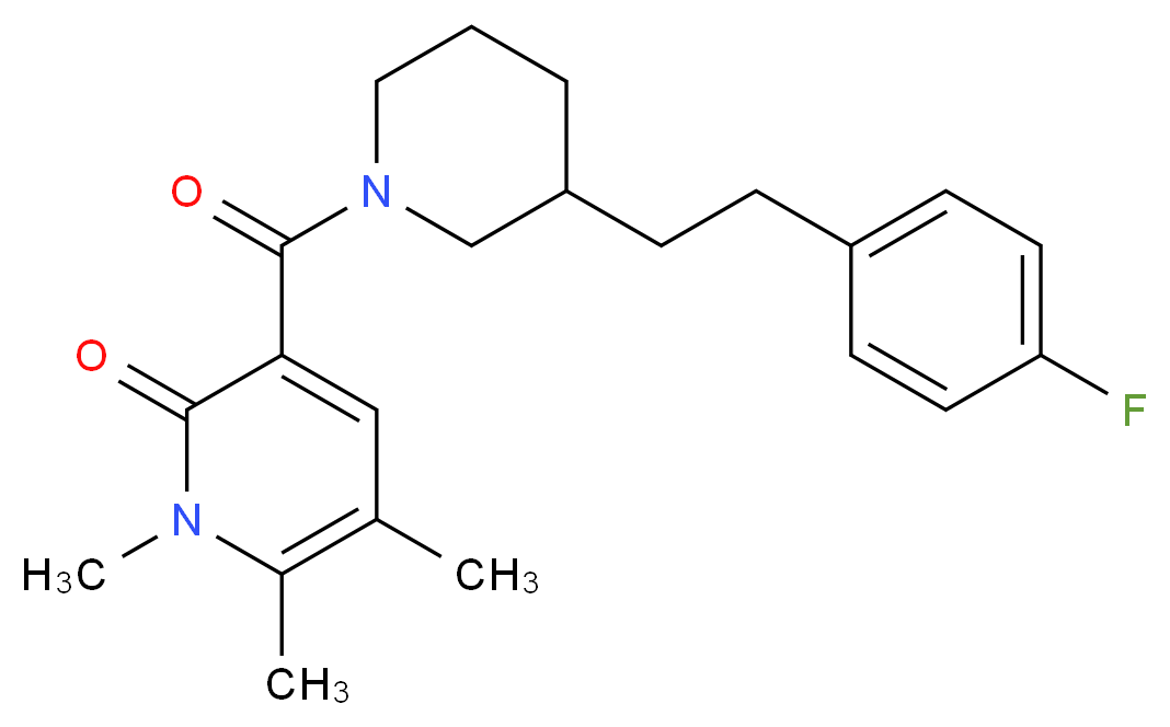 3-({3-[2-(4-fluorophenyl)ethyl]-1-piperidinyl}carbonyl)-1,5,6-trimethyl-2(1H)-pyridinone_分子结构_CAS_)