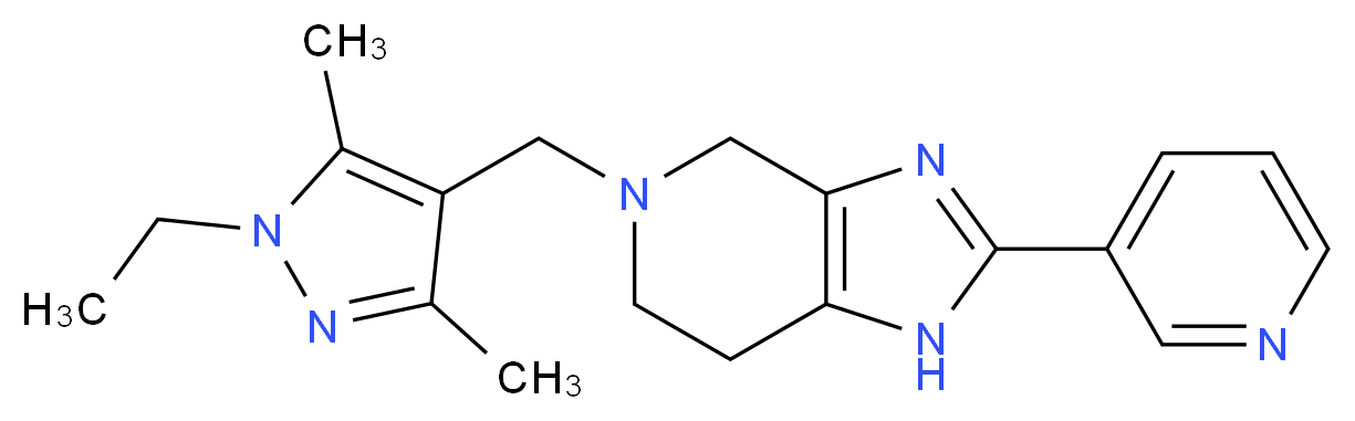 5-[(1-ethyl-3,5-dimethyl-1H-pyrazol-4-yl)methyl]-2-pyridin-3-yl-4,5,6,7-tetrahydro-1H-imidazo[4,5-c]pyridine_分子结构_CAS_)