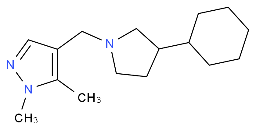 4-[(3-cyclohexylpyrrolidin-1-yl)methyl]-1,5-dimethyl-1H-pyrazole_分子结构_CAS_)